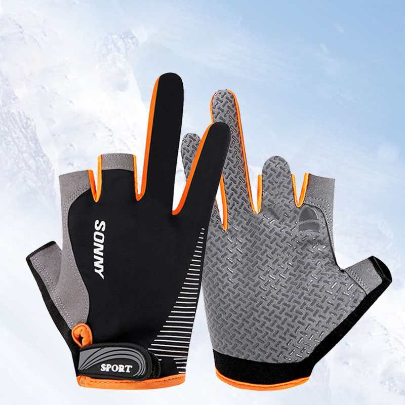 Găng Tay Hở Ngón Chất Liệu Da Lộn - Ảnh 3