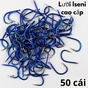 Túi 50 Lưỡi Câu Carbon ISENI Màu Xanh