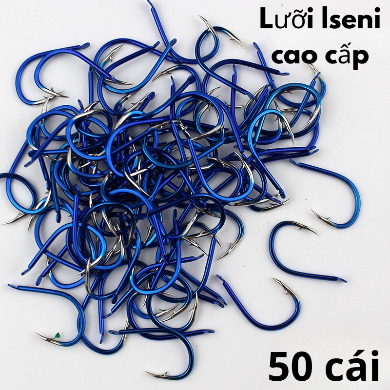 Túi 50 Lưỡi Câu Carbon ISENI Màu Xanh