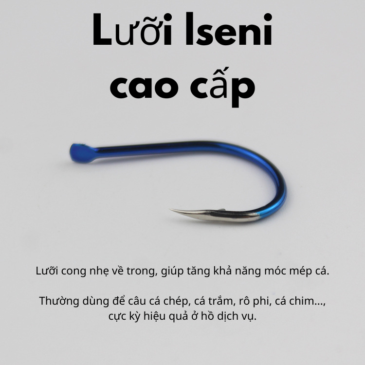 Túi 50 Lưỡi Câu Carbon ISENI Màu Xanh - Ảnh 8