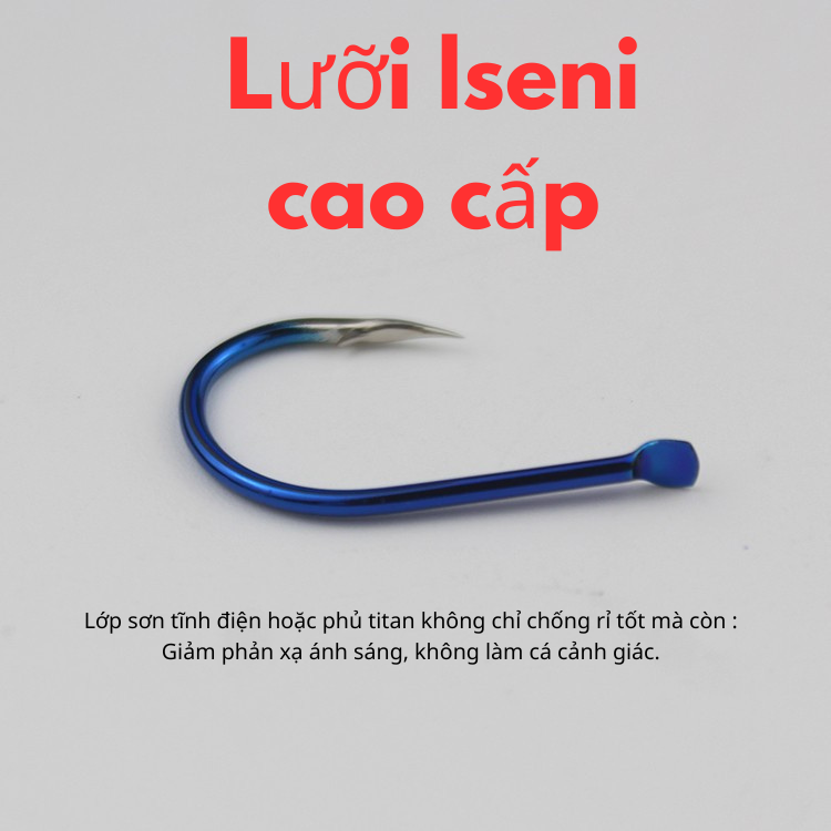 Túi 50 Lưỡi Câu Carbon ISENI Màu Xanh - Ảnh 7