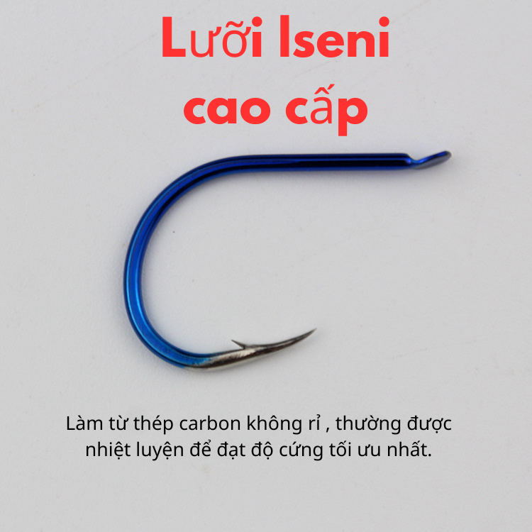 Túi 50 Lưỡi Câu Carbon ISENI Màu Xanh - Ảnh 6