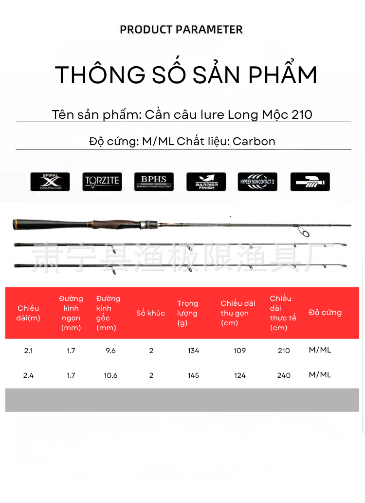 Cần Câu Lure Long Mộc 210 - Ảnh 8